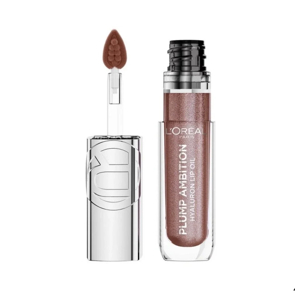 L'Oreal Plump‎ Ambition Lip Oil Womens 2-Pack Brown Hyaluronic NWT